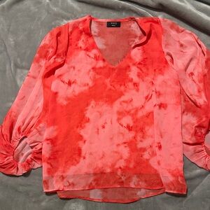Vici Red and Pink Tie-Dye Blouse